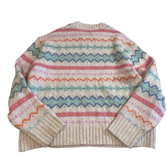 american eagle cream and multi colored fair isle nordic patterned knit sweater - Picture 2 of 7